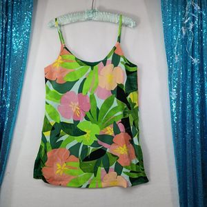 NWOT Eliane Rose Womens Tropical Summer Print Tunic Tank SZ S Side Slits Lined